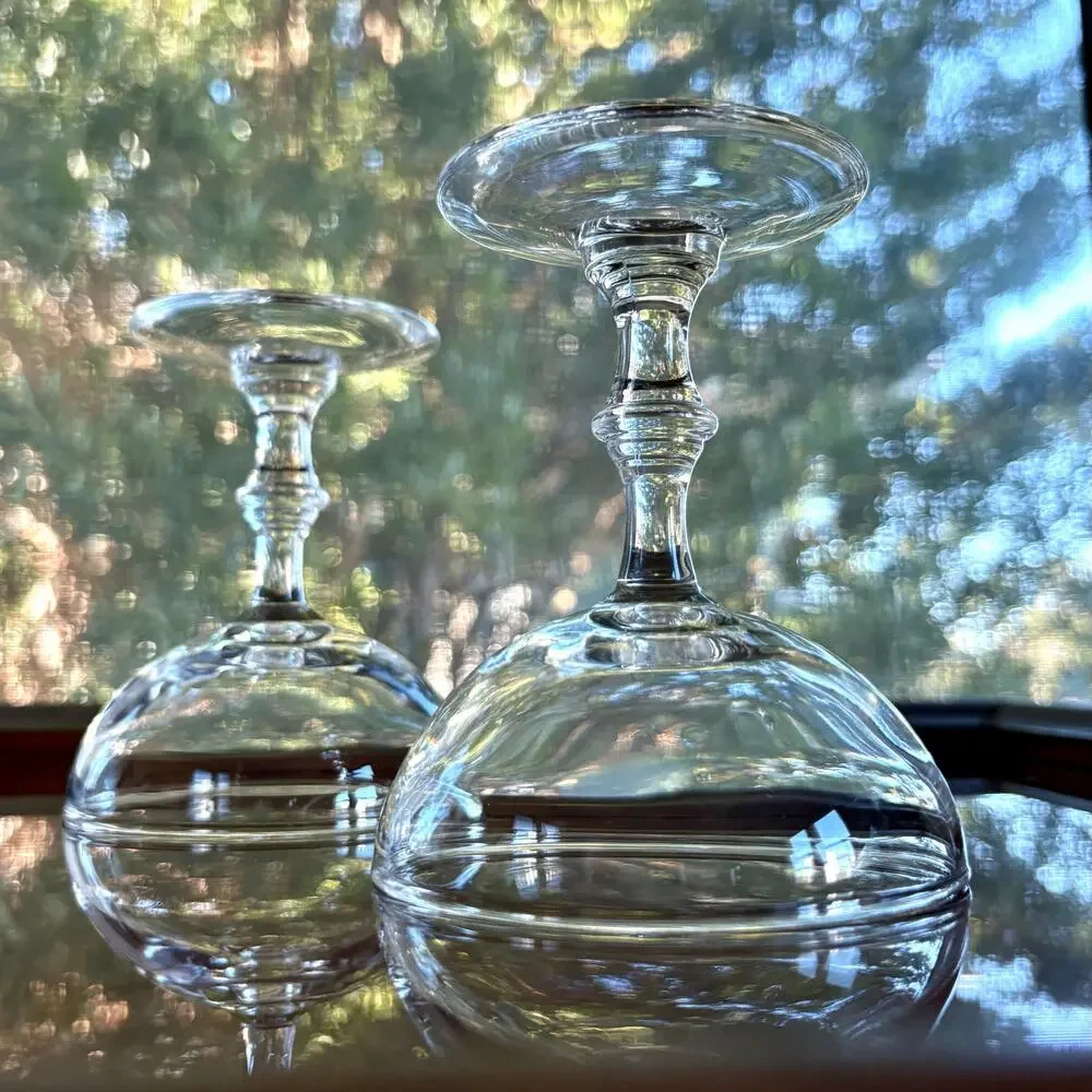 Vintage Libbey Georgian Champagne Coupe Glasses Clear Stemmed Set of 2